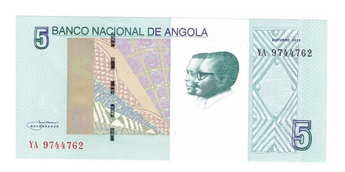 Billete De Angola, 5 Kwanzas, 2012.  Unc.  Jp