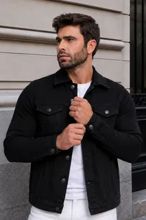Jaqueta Masculina Jeans Sarja Slim Fit Coloridas Versátil (P ao GG)