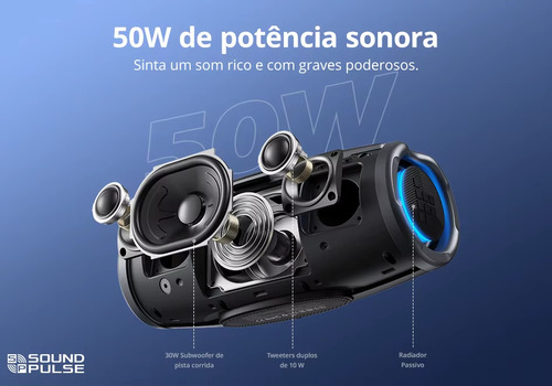 Caixa De Som Portátil Tronsmart Mirtune S100 50w Ipx7 Bt5.3 Preto
