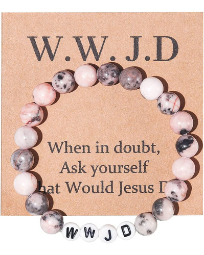 Colorful Bling Piedra Curativa Natural Wwjd Pulsera Ajustabl