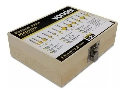 Kit Jogo Fresas Para Tupia Madeira 12 Peças Haste 6mm Vonder