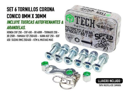 Kit De Tornillos Bulon Corona X 6 Tech Moto - Trapote Racing