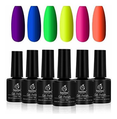 Gel Para Uñas Kit Con 6 Esmaltes De Color Neon Brillante