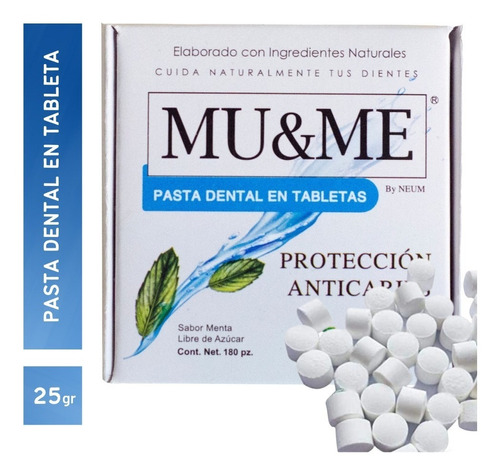 Muyme Pasta Dental En Tableta Sabor Menta (32gr) 180 Pz