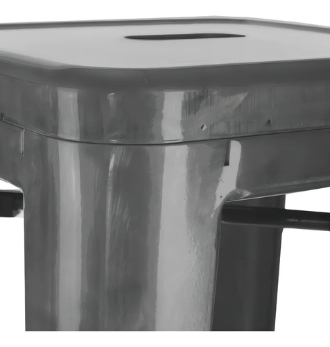 Banco Tolix Silla Alta Vintage Cafeteria Acero Galvanizado Color Plata