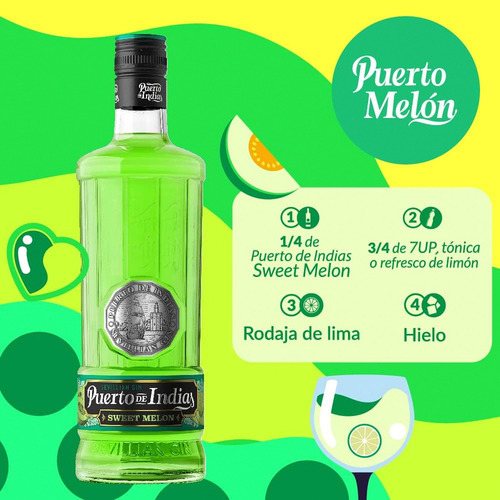 Pack De 4 Ginebra Puerto De Indias Sweet Melon 750 Ml