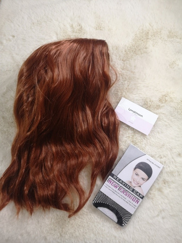 Peluca Pelirroja Corta Naranja Cabello Rizado Curly Color café Tamaño de la base unitalla