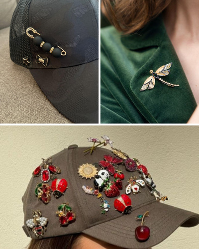 Prendedor Broche Aesthetic Cerezas. Charms Para Ropa. Verde Pájaro