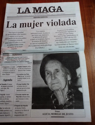 Diario Revista La Maga - Alicia Moreau De Justo - Shua 1993