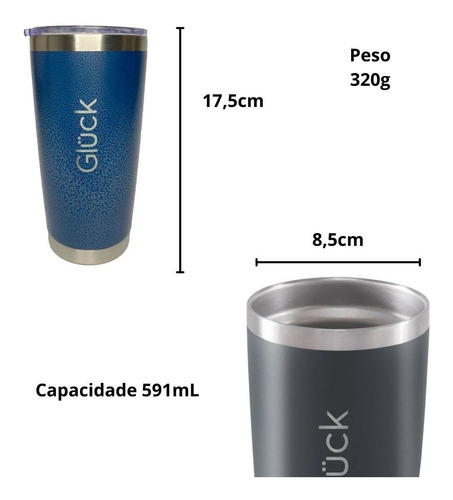 Imagem 3 de 10 de Copo Com Tampa Térmico Inox Cerveja Chopp Gelado Acamp Gluck