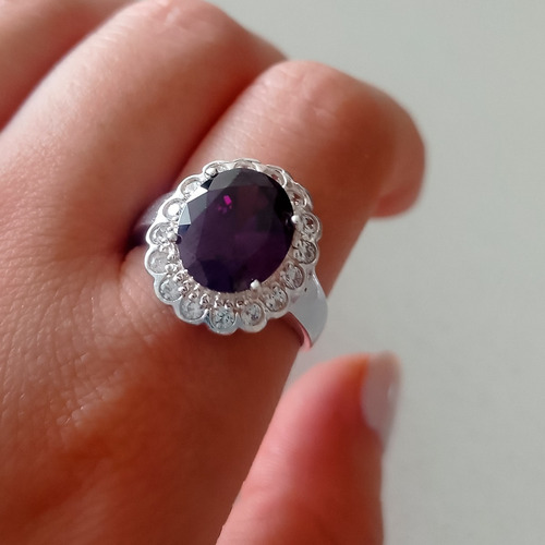 Imagen 6 de 6 de Anillo Plata Italiana 925 Y Circonitas Modelo Dayana Violeta