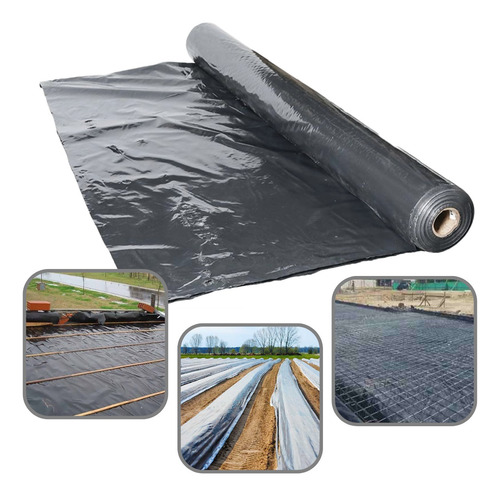Rollo De Plastico Polietileno Negro De 3mts X 120mts Cal.600