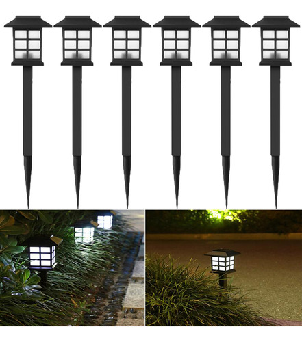 Kit 6 Luminaria Solar Pincho Exterior Jardín Led Multicolor