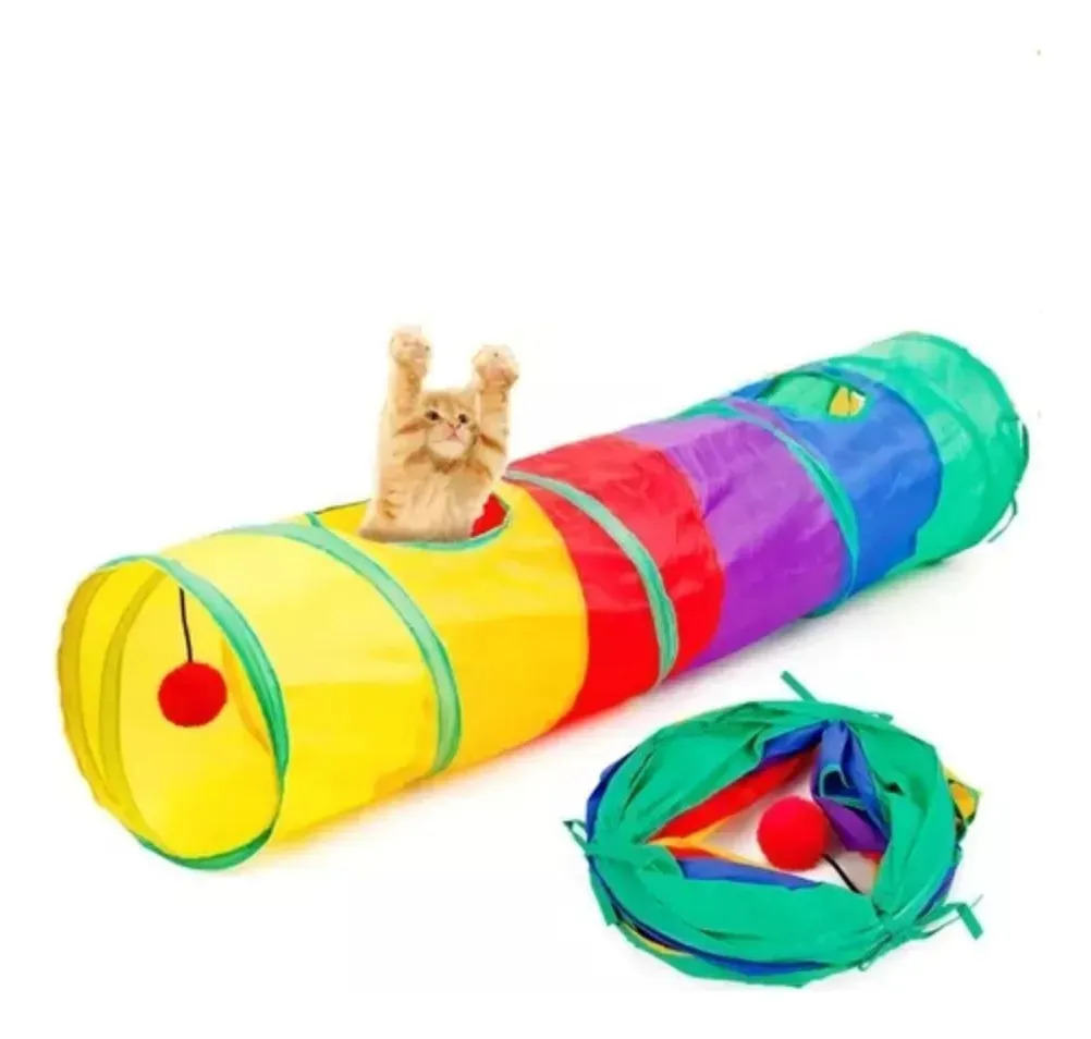 Túnel Reto Para Gato Labirinto Interativo Brinquedo Pet