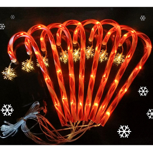 Luces Navideñas Solares Led Con Forma De Bastón De Caramelo