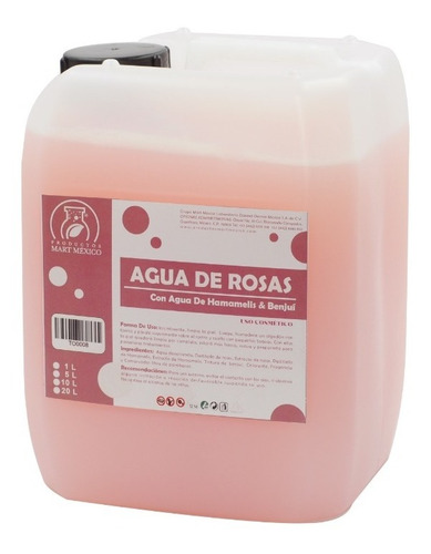 Agua De Rosas + Hamamelis + Benjuí Tónico Facial (5 Litros)