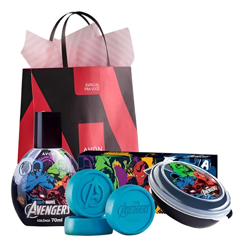 Kit Meus Cuidados Avengers - Sabonete, Colonia E Saboneteira