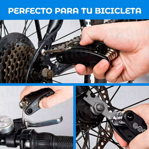 Imagen 6 de 10 de Estuche Kit Reparación Para Bici Llaves Parches Inflador