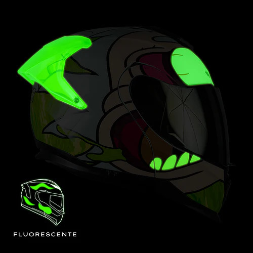 Casco Para Moto Abatible Rick Y Morty Verde Fluorescente Kov Verde Rick Y Morty Xl