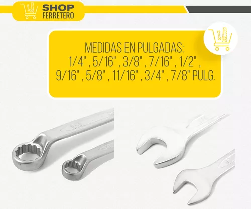 Juego Llaves Combinadas Metricas De 8 Pz 8 A 19 Mm C/estuche