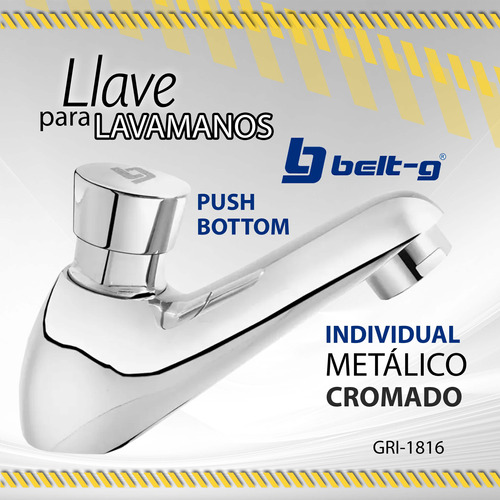 Llave P Lavamanos Belt-g Gri-1816 Push Bottom/ 7592999000343