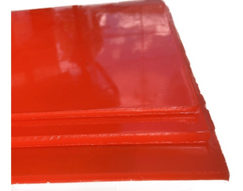 Chapa Poliuretano Pu Vermelho 10mm X 500mm X 500mm  90 Shore