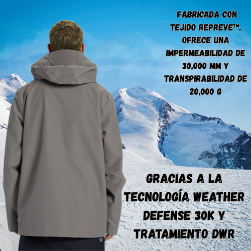Campera De Nieve Hombre Dc Shoes Snowboard Ski Basis 30k Gris Oscuro M Lisa