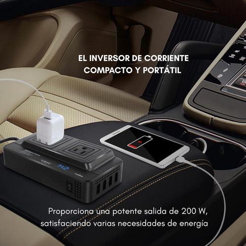Inversor De Corriente Para Auto Coche 200w Dc 12v A 220v