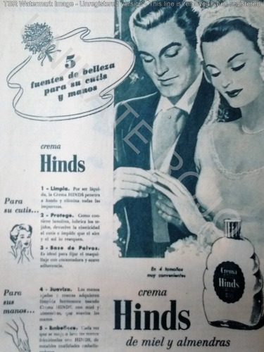 Lote 2 Antigua Publicidad Clipping Crema Piel Hinds Año 1957