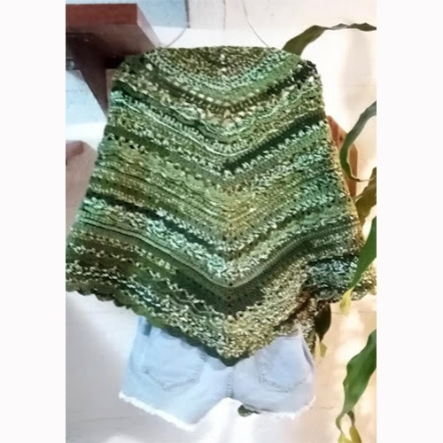 Chal Triangular Tejido A Crochet, Hecho A Mano