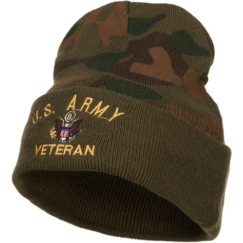 Gorro Largo De Punto De Camuflaje Bordado Militar Veterano D