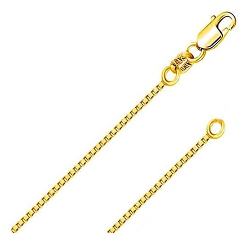 14k Amarillo Sólido 0.8 Mm Oro Collar De Cadena De Caja De C