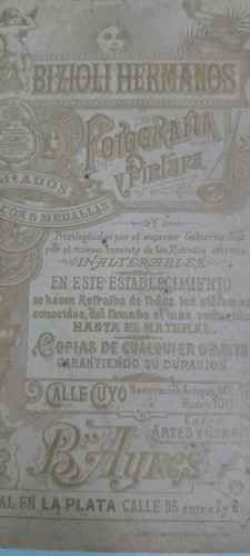 Antigua Foto Mujer Buenos Aires Bizioli Hnos Circa 1900 (Usado)