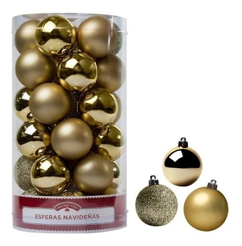 Esferas De Navidad Oro Dorado 30 Pz
