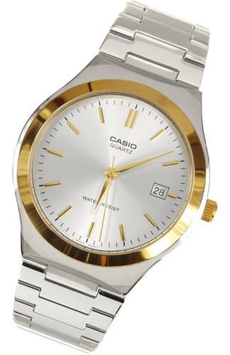 Relo Casio Mtp-1170g-7a Para Caballero Plateado/ Dorado Color Del Fondo Plateado Color De La Correa Plateado Color Del Bisel Dorado