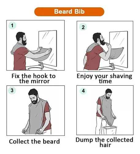 Capa Delantal Para Corte De Barba Afeitado, Soporte Espejo