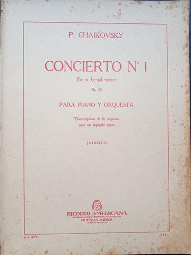 Concierto N° 1. Chaikovsky. Antigua Partitura. 51715.