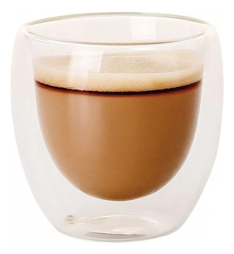 Set X4 Tazas Café Pocillos Vaso Doble Pared Termico Frio Calor Vidrio Borosilicato Tushka 250ml