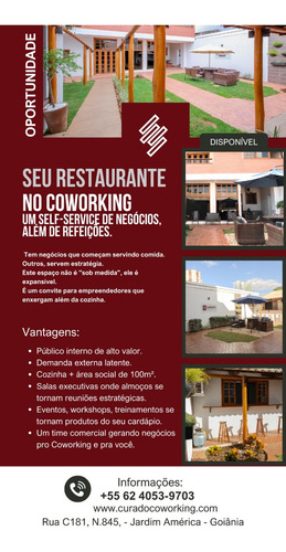 Espaço Para Restaurante Em Coworking Com Público Fixo Curado Coworking