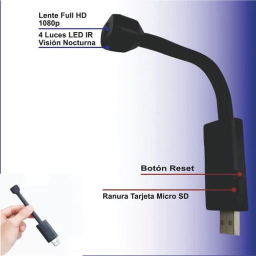 Mini Cámara Espía Usb Flexible App V720 Wifi Hd 1080p