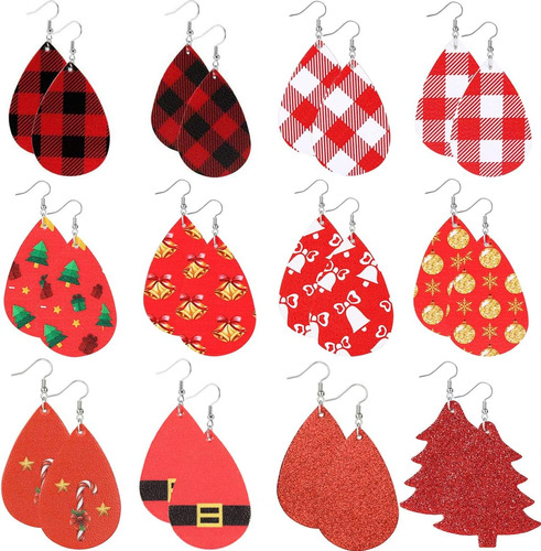 Pendientes De Tela Escocesa De Navidad Para Mujeres Y Niñas,