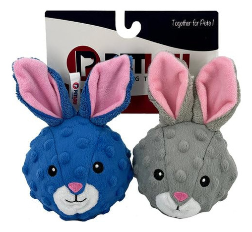 Pet Lou Rabbit Ez Squeaky Ball, Juego De 2, 4 Pulgadas De A.