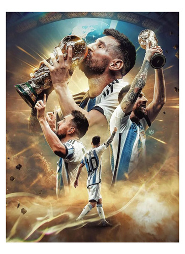Póster Papel Fotográfico Messi Campeon Copa Del Mundo 60x80