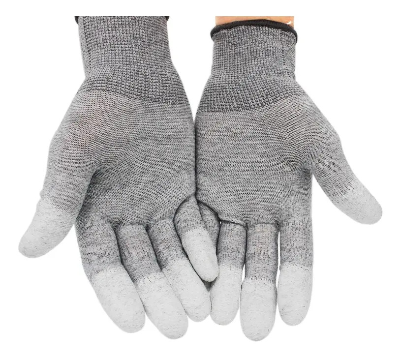Guantes Antiestáticos KUAIQU Talla L Fibra de Carbono Reparación Electrónica