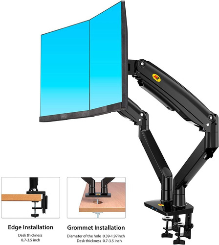 Imagen 2 de 8 de Soporte Para Doble Monitor Extra Grande De Hasta 12kg C/u
