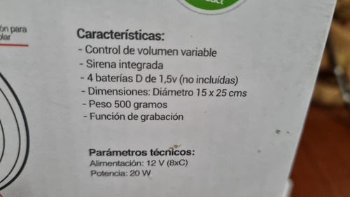 Megáfono Mlab 20w Sirena Graba Voz Recargable Usb 400m -7291