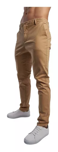 Expresión de becerro Pantalon Casual Para Hombre De Gabardina Stretch Color Beige