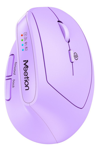 Mouse Vertical Inalámbrico Recargable Dual 2,4 Ghz Bluetooth Lila