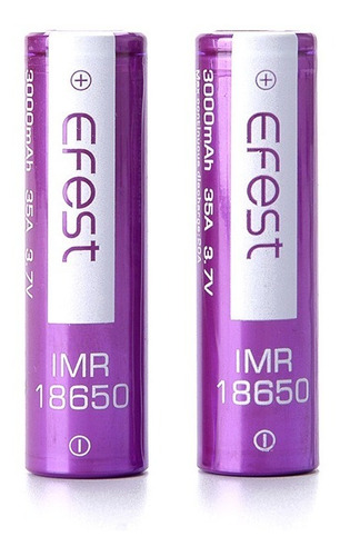 Imagen 1 de 6 de 2 X Bateria Imr 18650 Efest 3.7v 3000mah 35a Original