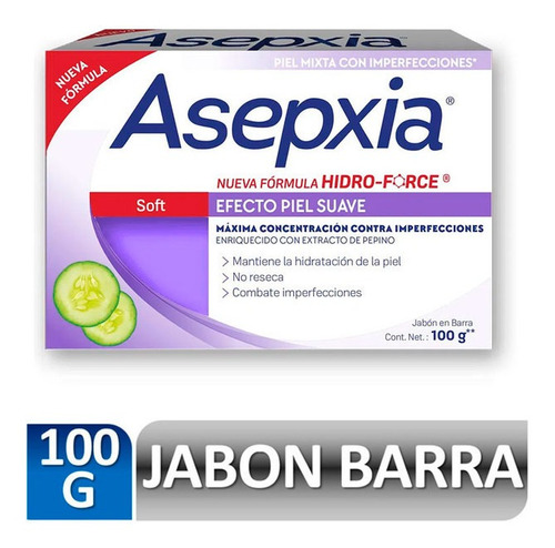 Jabon En Barra Asepxia Hidra Force Soft X 100 Gr